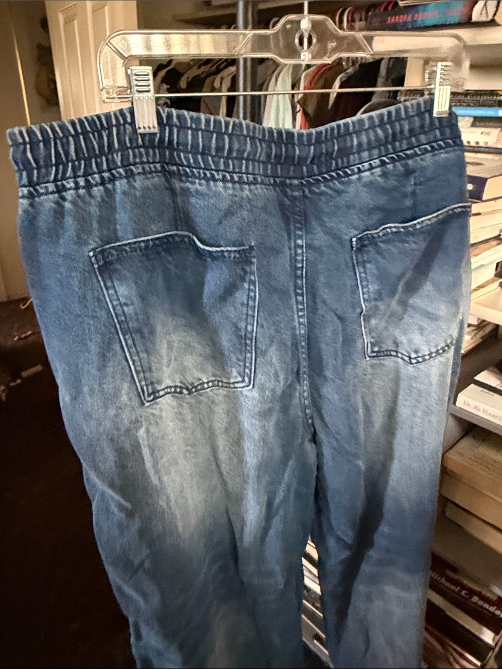 Fashion Nova Dark Wash Blue Drawstring Jeans - Picture 6 of 7